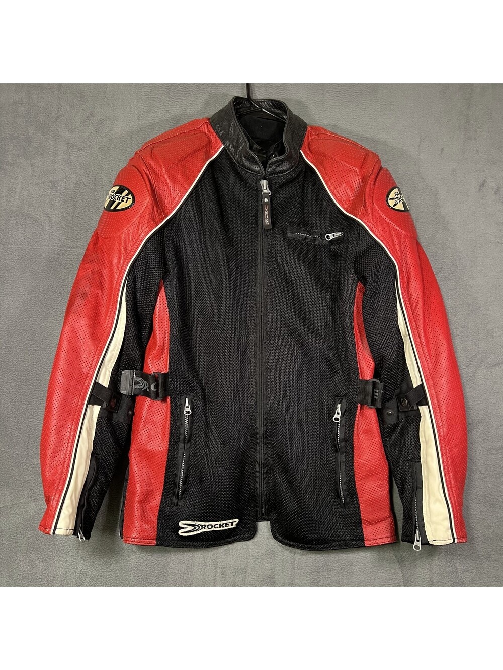 Joe Rocket Jacket Red Black Womens M Motorcycle Riding Mesh Leather Protective